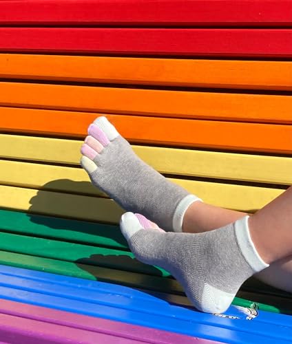 Knitido Rainbows, Kurze Zehensocken mit bunten Zehen, 95% Baumwolle, 1 er Pack, für Damen, Herren und Kinder von Knitido