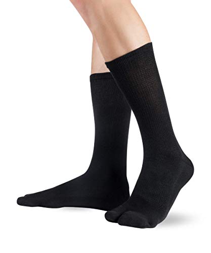 Knitido Traditionals Tabi, klassische wadenlange Zwei-Zehen-Socken aus Japan, Größe:31-34, Farbe:schwarz (101) von Knitido