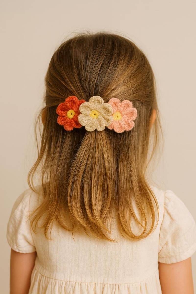 Handgehäkelte Haarspange Mit Drei Weißen Gänseblümchen - Frühlings-Haarclip Geschenk Für Mädchen Babygeschenk Geburt Handgehäkelte Haarspange Mit Drei Weißen Gänseblümchen - Frühlings-Haarclip Geschenk Für Mädchen Babygeschenk Geburt von KnitiqueCrafts