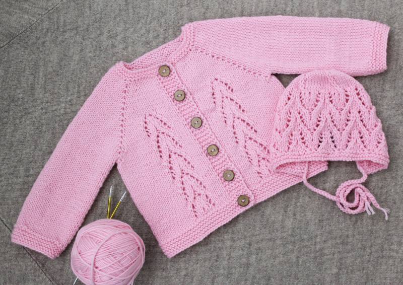 Rosa Taufe Baby Pullover Set, Handgestrickte Merino Wolle Outfit, Mütze, Säugling Strickjacke Neugeborene Kleinkind Geschenk, Kleidung von KnitsMagic