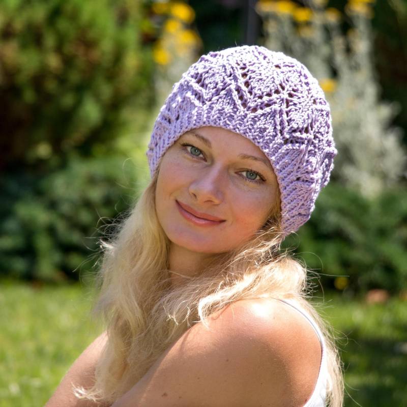 Sommer Baumwolle Beanie Mütze Strickmütze Frauen Weiß Strick Boho Hut Hippie Chemo von KnitsMagic