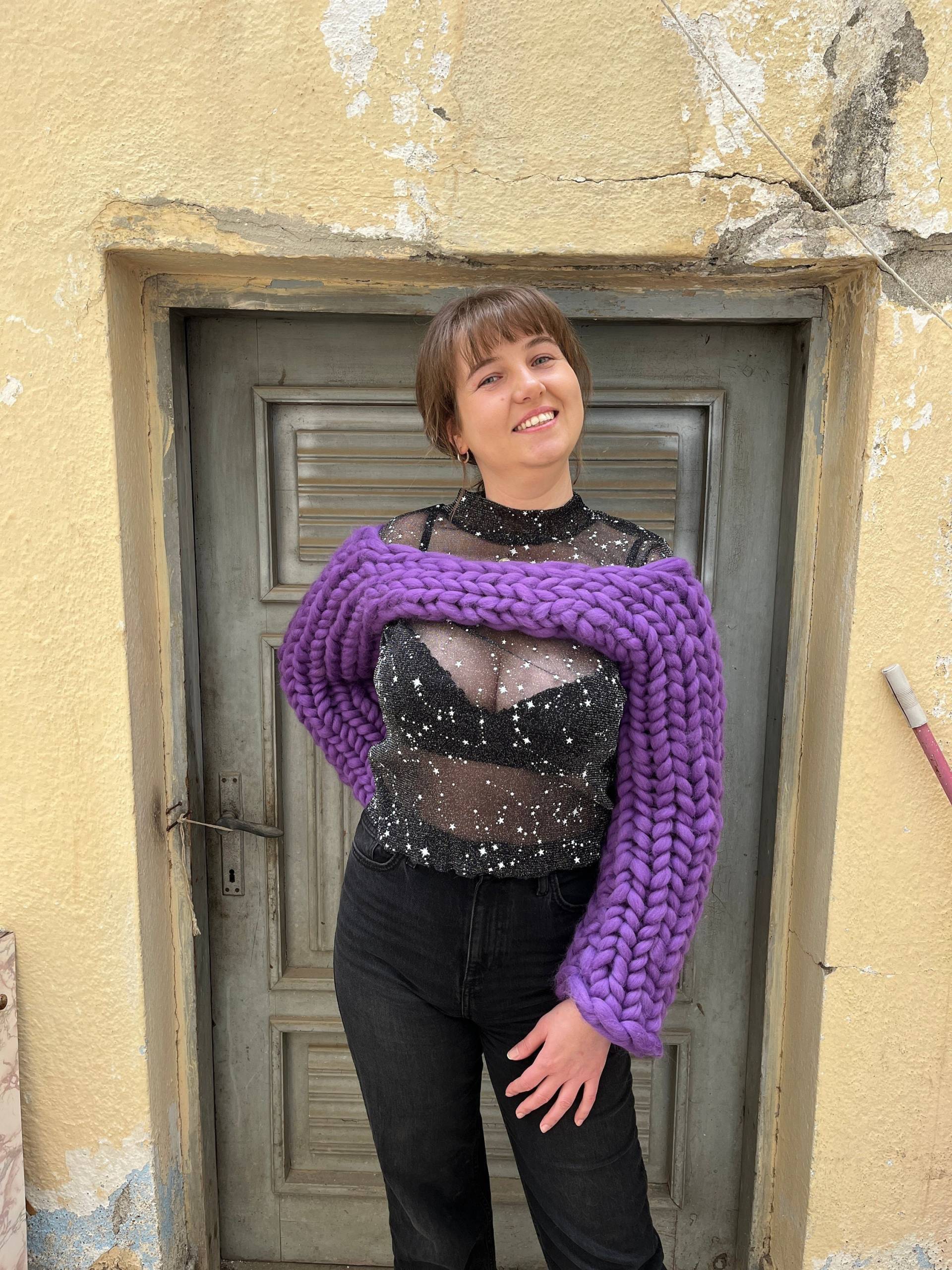 Grobstrick Shrug, Anpassbare Farbe Strick Ärmel, Unique&wool, Merino Wolle Shrug Für Frau Und Mädchen von KnitsoCO