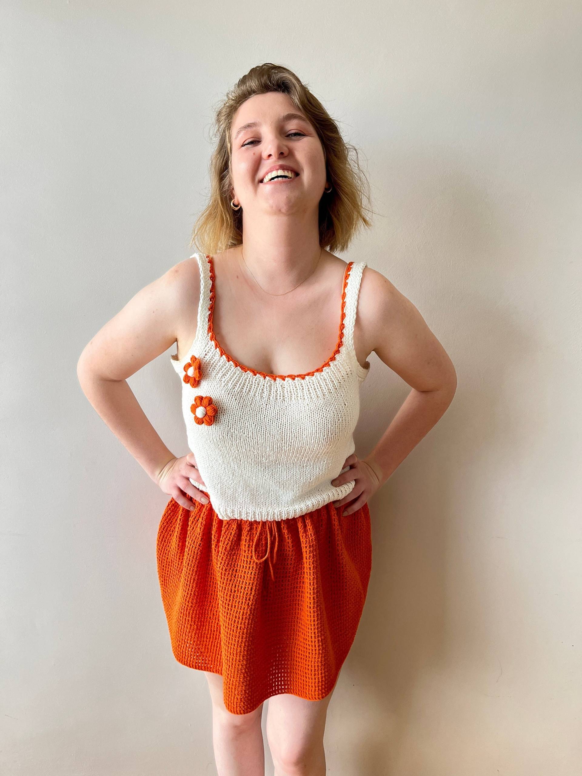 Strick Häkeltop , Florale Häkeltops %100 Handmade Strickmode Damen Top von KnitsoCO