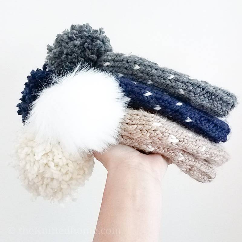 Grobstrick Fair Isle Beanie Mit Kunstfell Bommel - Wählen Sie Ihre Farbe von Knittedhome