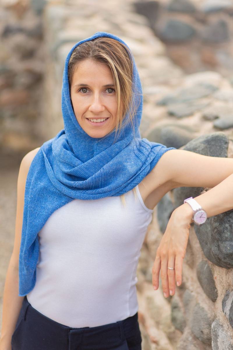 Linen & Cotton Blue Knit Poncho, Poncho, Natural Linen, Cover-Up, Tunic, Wrap, Cloak, Cape Linen & Cotton Blue Knit Poncho, Poncho, Natural Linen, Cover-Up, Tunic, Wrap, Cloak, Cape von KnittenClothing