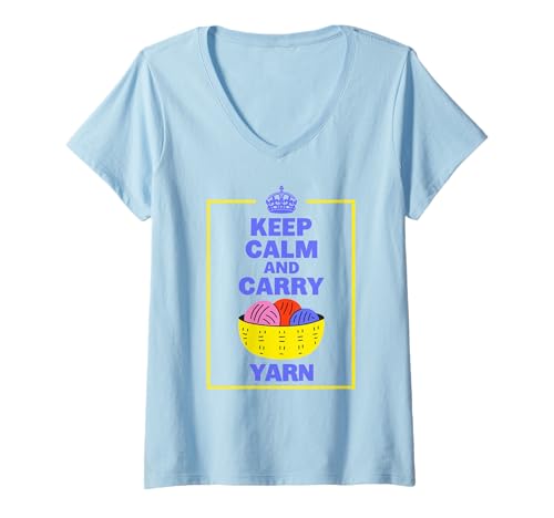 Damen Lustiges Strickdesign mit Aufschrift Keep Calm and Carry Yard T-Shirt mit V-Ausschnitt Damen Lustiges Strickdesign mit Aufschrift Keep Calm and Carry Yard T-Shirt mit V-Ausschnitt von Knitting Hobby Craft Quotes by NLTS