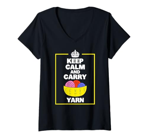 Damen Lustiges Strickdesign mit Aufschrift Keep Calm and Carry Yard T-Shirt mit V-Ausschnitt Damen Lustiges Strickdesign mit Aufschrift Keep Calm and Carry Yard T-Shirt mit V-Ausschnitt von Knitting Hobby Craft Quotes by NLTS