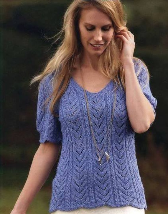 Blaue Damenbluse, Baumwollbluse, Elegante Sommerbluse, Baumwollpullover, Sommerpullover, Ein Geschenk Für Sie Blaue Damenbluse, Baumwollbluse, Elegante Sommerbluse, Baumwollpullover, Sommerpullover, Ein Geschenk Für Sie von KnittingAlexBoutique