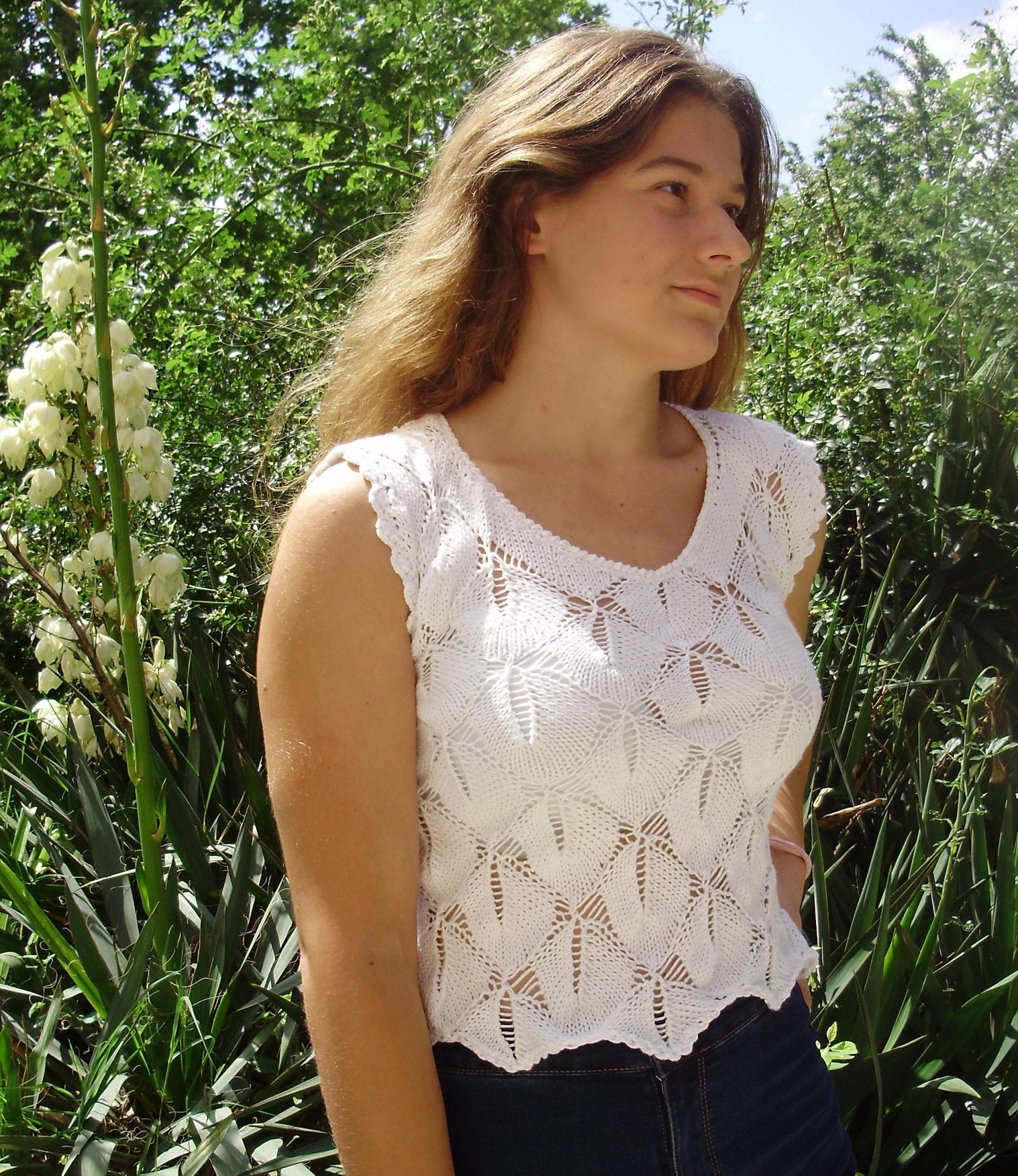 Damen Weiße Baumwollbluse, Elegante Sommerbluse, Baumwollpullover, Sommerpullover, Ein Geschenk Für Sie von KnittingAlexBoutique