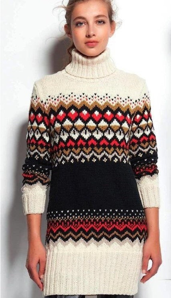 Gestrickte Tunika Mit Polokragen, Handgestrickte Tunika, Wintertunika, Elegante Damentunika, Handgestricktes Damenkleid, Wollkleid, Ein Geschenk Für von KnittingAlexBoutique