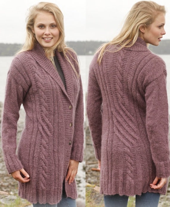 Handgestrickter Damenmantel Aran, Damenjacke, Damenstrickjacke, Handgestrickte Strickjacke, Damenmantel, Pullover, Handgefertigte Wolle, Damenjacke von KnittingAlexBoutique