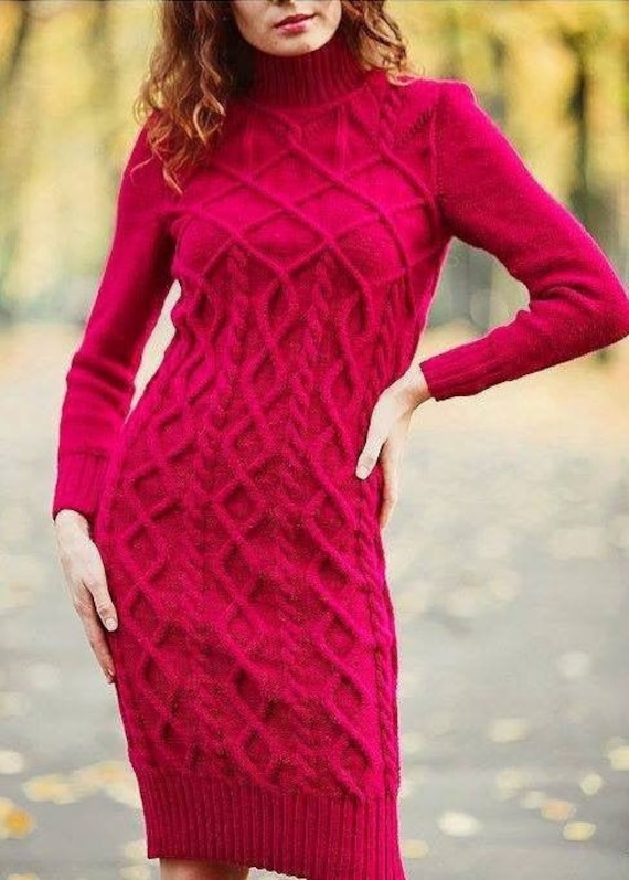 Handgestricktes Damenkleid, Elegantes Kleid, Dresse, Wollkleid, Damentunika, Cocktailkleid, Damenbekleidung, Langes Kleid von KnittingAlexBoutique