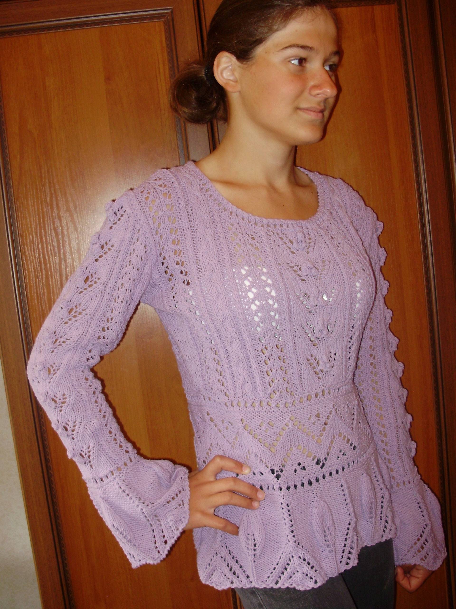 Sommerliche Damenbluse in Lila, Aus Baumwolle, Handgestrickte Bluse, Baumwollbluse Elegante Geschenk Für Sie Sommerliche Damenbluse in Lila, Aus Baumwolle, Handgestrickte Bluse, Baumwollbluse Elegante Geschenk Für Sie von KnittingAlexBoutique