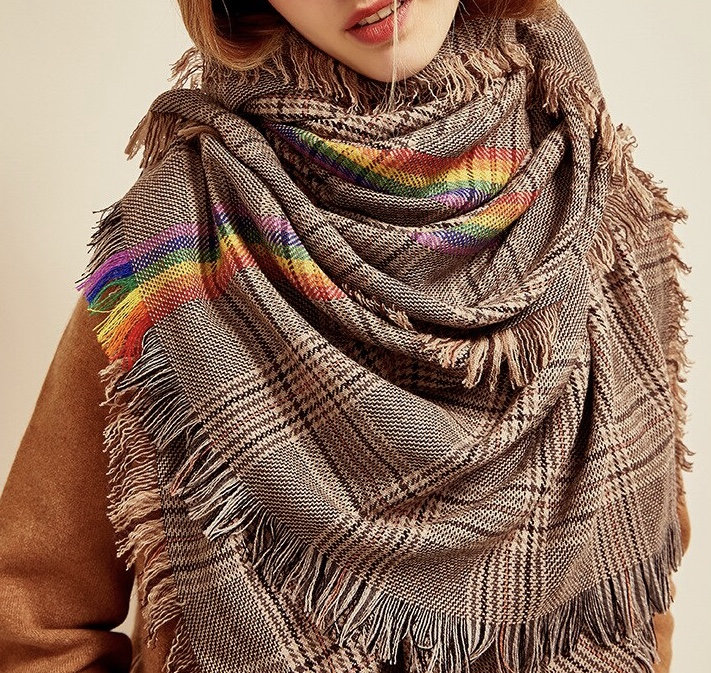 Decke Tartan Schal, Karierter Braun Und Regenbogen, Freiheit Flagge Geschenk Für Sie, Schiffe Heute Decke Tartan Schal, Karierter Braun Und Regenbogen, Freiheit Flagge Geschenk Für Sie, Schiffe Heute von KnittingHappens