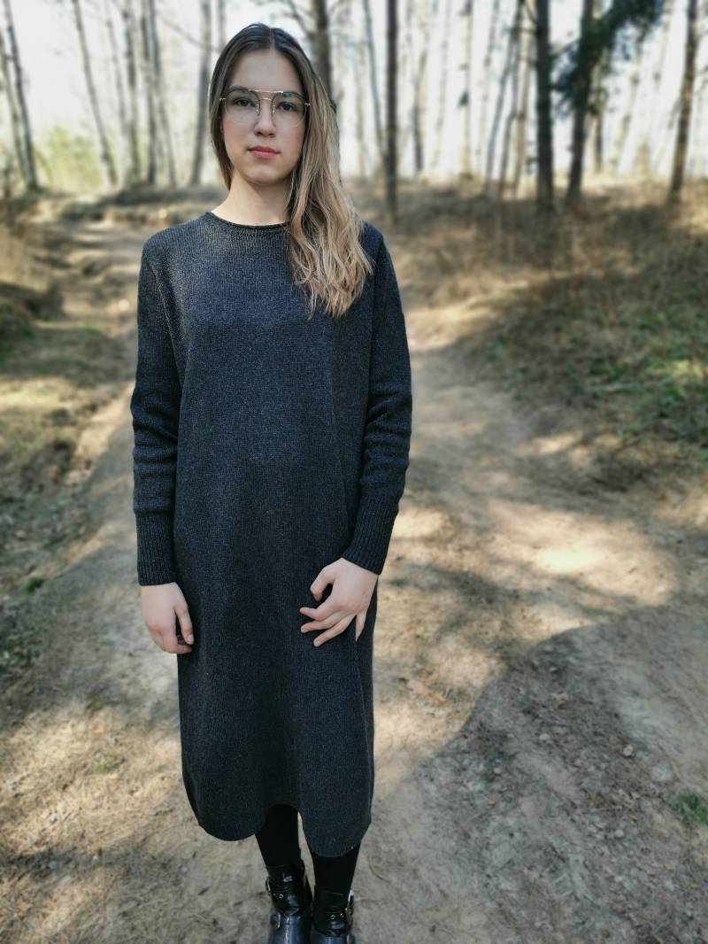 Merino-Kaschmir-Woll-strickkleid Oversized-Pullover-Maxikleid von KnittingmaniaStudio