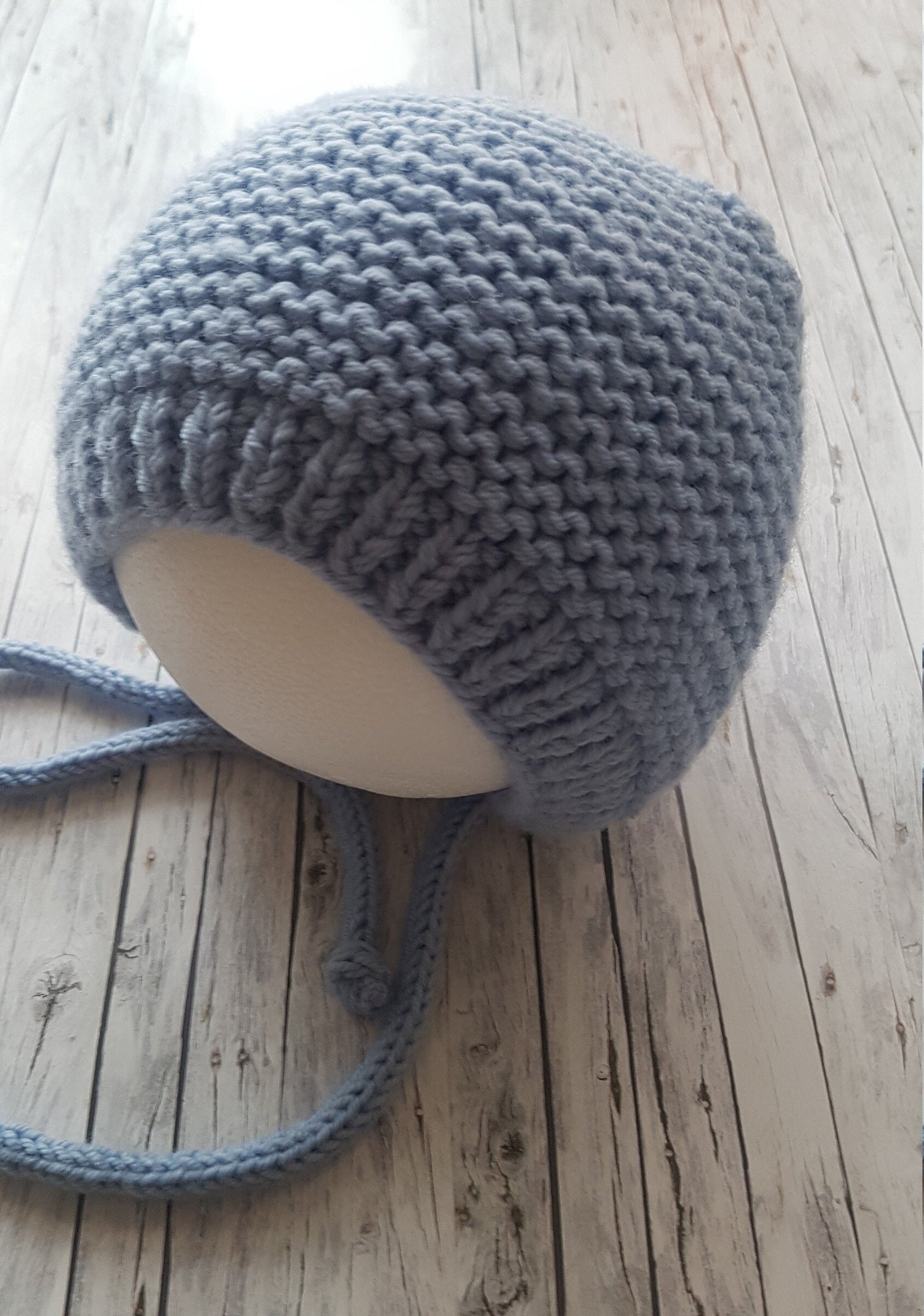 Babymütze, Wintermütze, Handgestrickt Aus 100% Merinowolle, Neugeborene, Geschenk, Farbe Rauchblau Babymütze, Wintermütze, Handgestrickt Aus 100% Merinowolle, Neugeborene, Geschenk, Farbe Rauchblau von Knittstudio