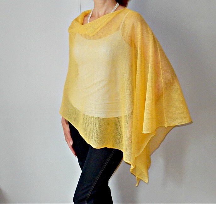 Gelber Schal, Leinen Poncho, Sommerponcho Gelber Schal, Leinen Poncho, Sommerponcho von KnitwearMix