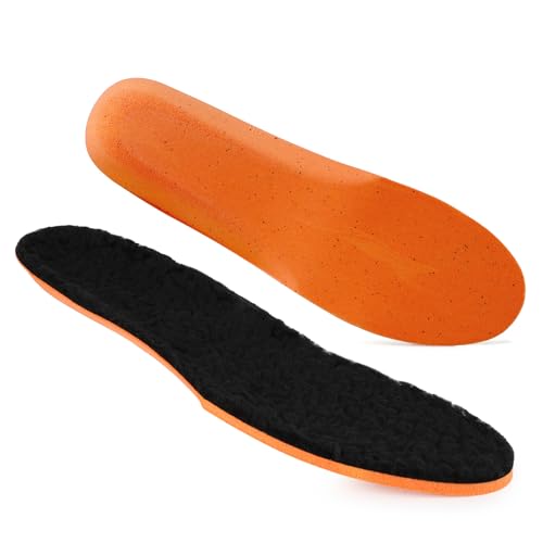Knixmax Outdoor Einlegesohlen Winter Damen Herren Lammwolle Thermo Einlegesohlen Schuheinlagen Warm Weiche Bequeme mit Bogenstütze für Winterstiefel und Winterschuhe Schwarz EU46 von Knixmax Outdoor