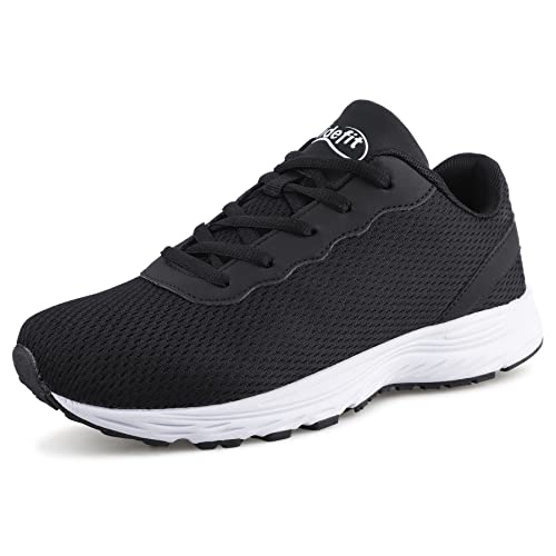 Knixmax Outdoor Herren Damen Extra Weit Laufschuhe Walking Schuhe Breite Turnschuhe Leichte und Atmungsaktive Trainer Bequeme Fitnessschuhe Schwarz EU47 von Knixmax Outdoor