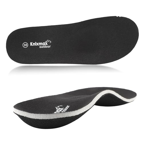 Knixmax Outdoor Orthopädische Einlegesohlen mit Fußgewölbestütze Für Plattfüße Plantarfasziitis Linderung von Fußschmerzen für Männer und Frauen Schwarz EU36 von Knixmax Outdoor