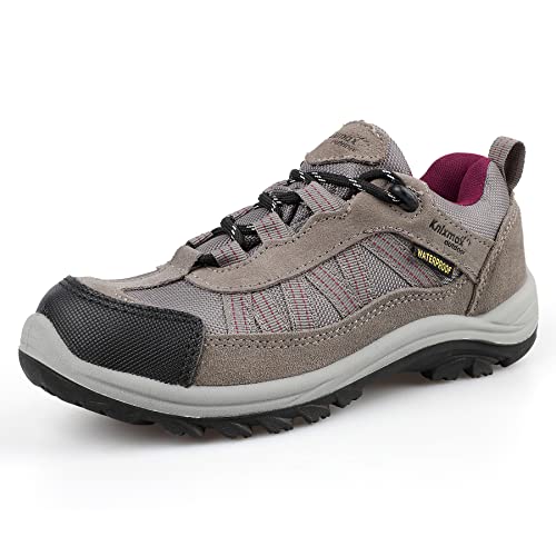 Knixmax Outdoor Schuhe für Damen Frauen wasserdichte Low-Top rutschfeste Atmungsaktive Wanderschuhe für Outdoor-Wanderer Trekking Klettern Laufen und Gehen Grau EU42 von Knixmax Outdoor