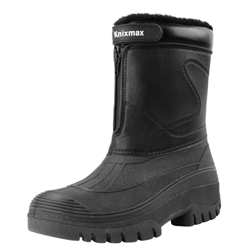 Knixmax Outdoor Winterstiefel Herren Warm Gefütterte Schneestiefel Winterschuhe mit wasserdichtem Obermaterial und rutschfesten Sohlen Geeignet für die Schneesaison im Winter Schwarz EU43 von Knixmax Outdoor