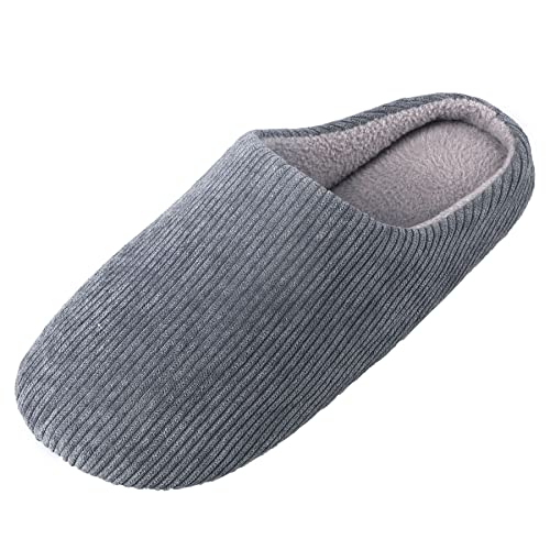 Knixmax Herren Damen Hausschuhe Memory Foam Pantoffeln Winter Warm Slipper Weiche rutschfeste Unisex-Erwachsene Grau 44/45EU von Knixmax