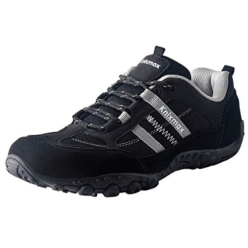 Knixmax Wanderschuhe Herren Leichte Trekkingschuhe Outdoorschuhe Atmungsaktiv rutschfeste Trekking- & Wanderhalbschuhe Männer Schwarz Gr.43 EU von Knixmax