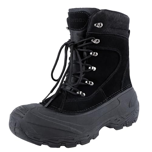 Knixmax Herren Schneestiefel Warme Winterstiefel Wasserdichte Sohlen Wildleder Stiefel Outdoor Boots Schwarz 45EU von Knixmax