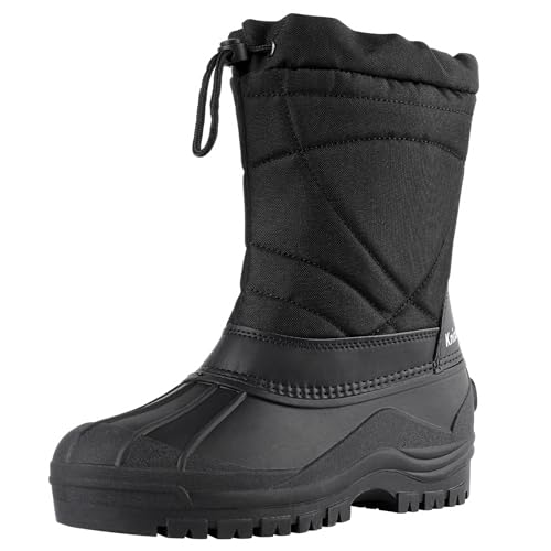 Knixmax Herren Winterstiefel Warme Gefüttert Winterschuhe Schneestiefel Wasserdicht Rutschfest Sohlen Leichte Outdoor Winter Stiefel Schwarz 44EU von Knixmax