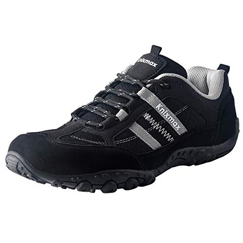 Knixmax Wanderschuhe Damen Herren Leicht Trekkingschuhe Outdoorschuhe Atmungsaktiv rutschfeste Trekking- & Wanderhalbschuhe Schwarz 43EU von Knixmax