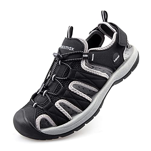 Knixmax Trekkingsandalen Damen Wandersandalen Geschlossene Sandalen Sommer Wanderschuhe Sommerschuhe für Sport- & Outdoorsandalen Schwarz Gr.37 EU von Knixmax