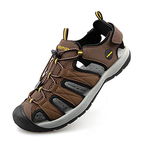 Knixmax Trekkingsandalen Herren Wandersandalen Geschlossene Sandalen Sommer Wanderschuhe Sommerschuhe für Sport- & Outdoorsandalen Braun Gr.43 EU von Knixmax