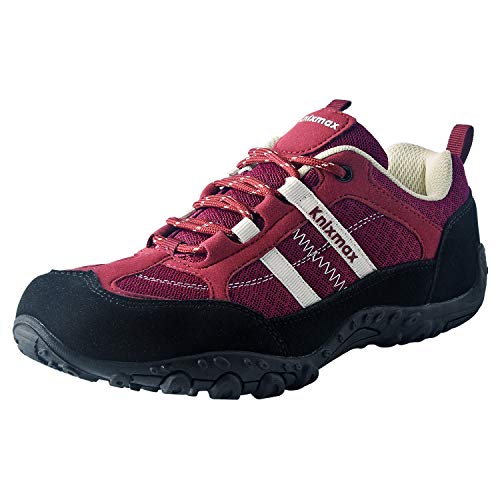 Knixmax Wanderschuhe Damen Herren Leicht Trekkingschuhe Outdoorschuhe Atmungsaktiv rutschfeste Trekking- & Wanderhalbschuhe Rot 36EU von Knixmax