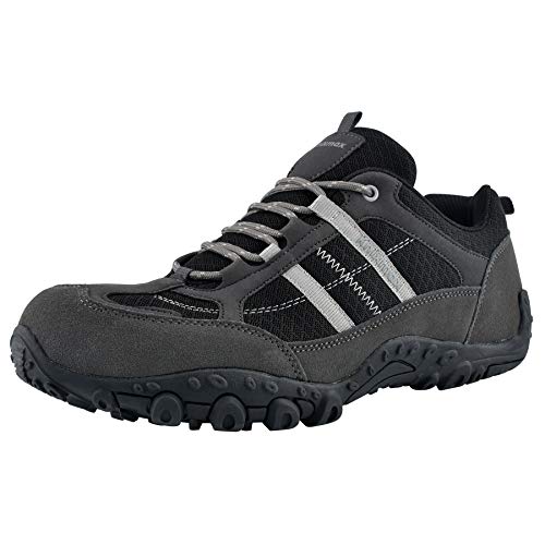 Knixmax Wanderschuhe Damen Herren Leicht Trekkingschuhe Outdoorschuhe Atmungsaktiv rutschfeste Trekking- & Wanderhalbschuhe DunkelGrau 44EU von Knixmax