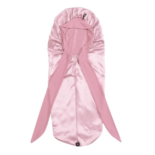 Knnuey Damen-Mütze, Schlafmütze, Langer Schwanz, Geflochtenes Haar, Nachtschlafmütze, Kopf-Duschhauben für Sauna, Badehaube, Rosa von Knnuey