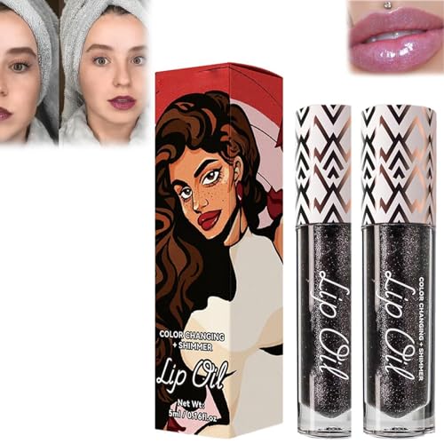 Miss Lady Diamond Black, Black Glitter Lip Gloss, Miss Lady Diamond Black Lipstick Gloss, Color Changing Lipsticks Long Lasting Moisturizing (2) von KnoRRS