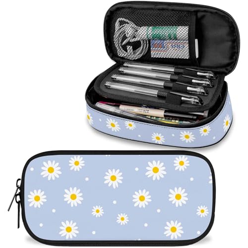 Federmäppchen mit Gänseblümchen-Motiv, großes Fassungsvermögen, niedliches Federmäppchen für Mädchen, Jungen, Teenager, Damen, Herren, tragbares Kinder-Federmäppchen mit Reißverschluss Federmäppchen mit Gänseblümchen-Motiv, großes Fassungsvermögen, niedliches Federmäppchen für Mädchen, Jungen, Teenager, Damen, Herren, tragbares Kinder-Federmäppchen mit Reißverschluss von Knobcar