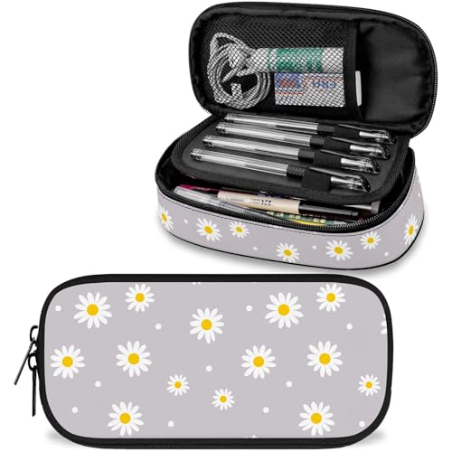 Federmäppchen mit Gänseblümchen-Motiv, großes Fassungsvermögen, niedliches Federmäppchen für Mädchen, Jungen, Teenager, Damen, Herren, tragbares Kinder-Federmäppchen mit Reißverschluss Federmäppchen mit Gänseblümchen-Motiv, großes Fassungsvermögen, niedliches Federmäppchen für Mädchen, Jungen, Teenager, Damen, Herren, tragbares Kinder-Federmäppchen mit Reißverschluss von Knobcar
