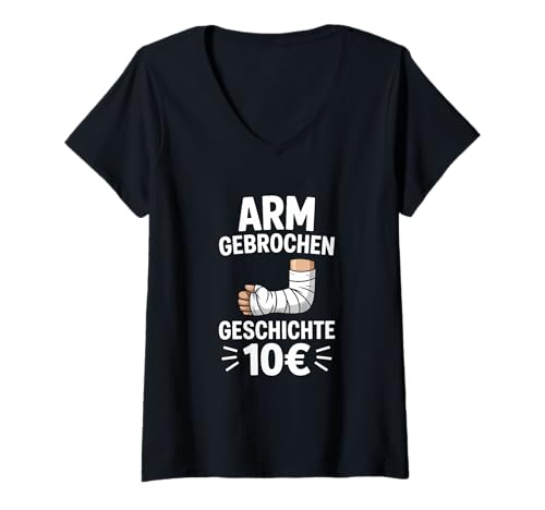 Damen Arm Gebrochen Geschichte 10 Lustiges Armbruch T-Shirt mit V-Ausschnitt Damen Arm Gebrochen Geschichte 10 Lustiges Armbruch T-Shirt mit V-Ausschnitt von Knochenbruch Armbruch Arm Verletzung