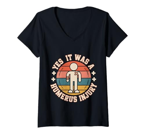 Damen Yes It was A Humerus Injury Erholung gebrochener Arm - T-Shirt mit V-Ausschnitt Damen Yes It was A Humerus Injury Erholung gebrochener Arm - T-Shirt mit V-Ausschnitt von Knochenverletzungen Worthälfte Humor