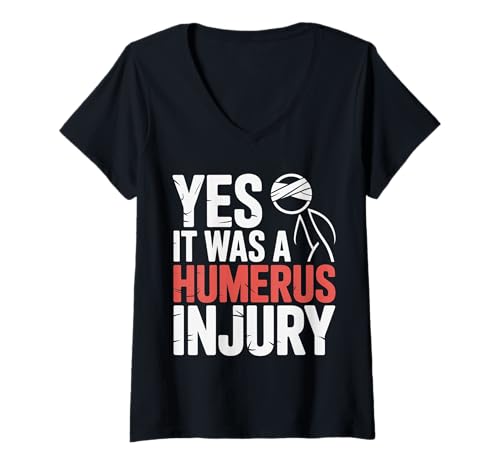 Damen Yes It was A Humerus Injury Erholung gebrochener Arm |- T-Shirt mit V-Ausschnitt Damen Yes It was A Humerus Injury Erholung gebrochener Arm |- T-Shirt mit V-Ausschnitt von Knochenverletzungen Worthälfte Humor