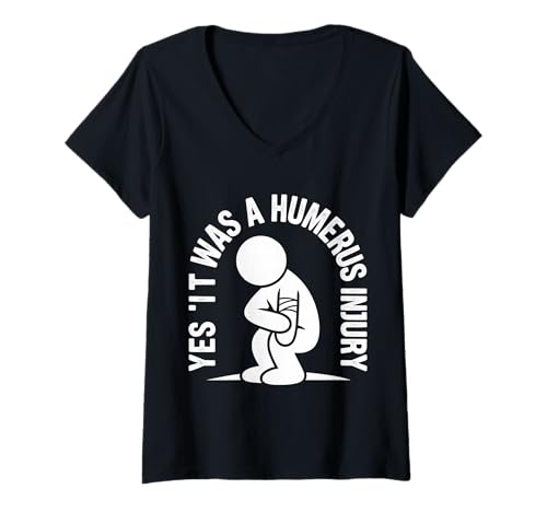 Damen Yes It was A Humerus Injury Erholung gebrochener Arm - T-Shirt mit V-Ausschnitt Damen Yes It was A Humerus Injury Erholung gebrochener Arm - T-Shirt mit V-Ausschnitt von Knochenverletzungen Worthälfte Humor
