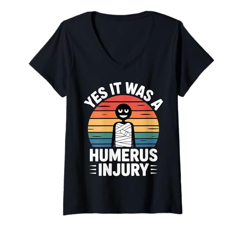 Damen Yes It was A Humerus Injury Erholung gebrochener Arm - T-Shirt mit V-Ausschnitt Damen Yes It was A Humerus Injury Erholung gebrochener Arm - T-Shirt mit V-Ausschnitt von Knochenverletzungen Worthälfte Humor