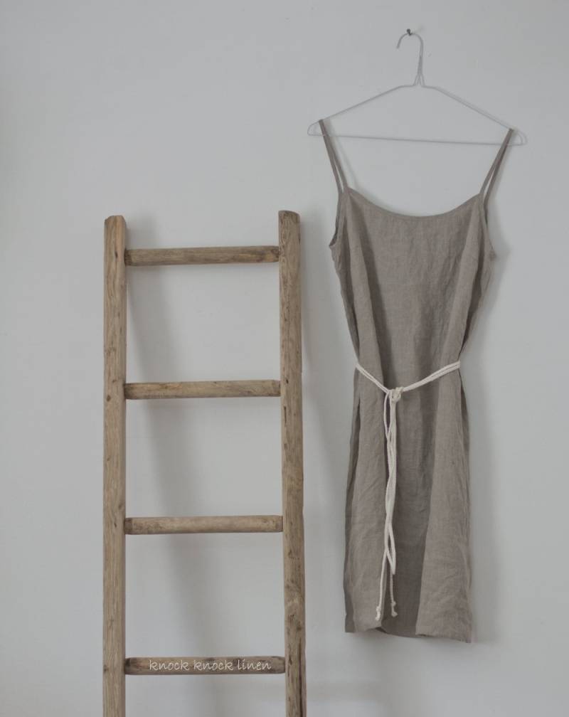 Leinen Slipdress Twig | Chemise Kleid Urlaub Leinenkleid Midi Langes Unterkleid Für Damen von KnockKnockLinen
