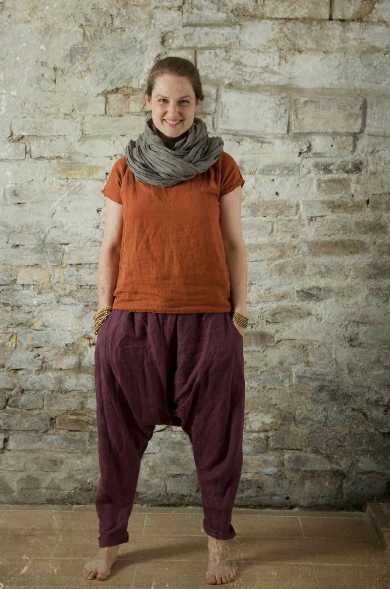 Yogahose Shanti | Leinenhose Aus Leinen Lockere Für Frauen Haremshose Hippie Hose Boho von KnockKnockLinen