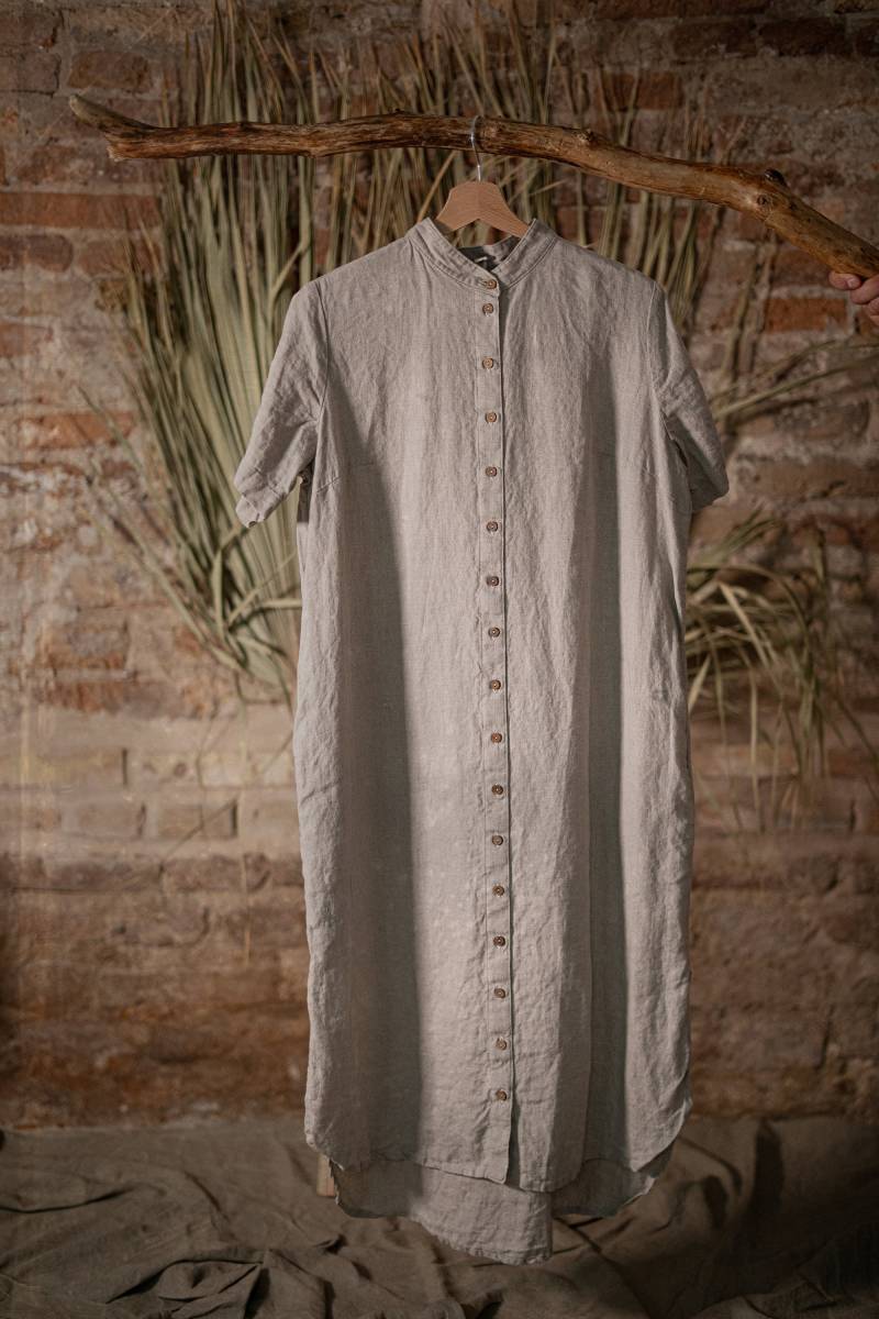Leinenkleid Leuchthaus | Shirt Kleid Lockeres Sommerkleid Aus Leinen Mit Taschen Übergroßes Tunika Maxi von KnockKnockLinen
