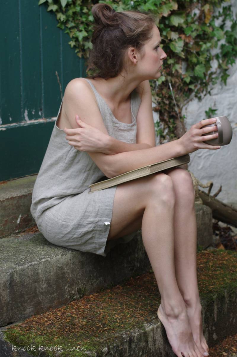 Tankkleid Minimalismus | Ärmelloses Sommerkleid Aus Leinen Tank-Kleid Minimales Boho Kleid Weißen Leinenkleid von KnockKnockLinen