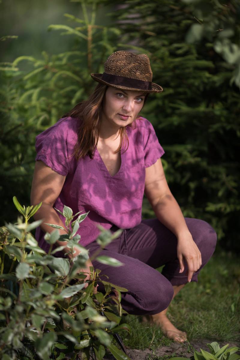 Lockeres Leinentop Isabelle | V-Ausschnitt Top Kurze Kimonoärmel Oben Minimale Leinenspitze Boho Leinen Lockere Leinenbluse Damen von KnockKnockLinen