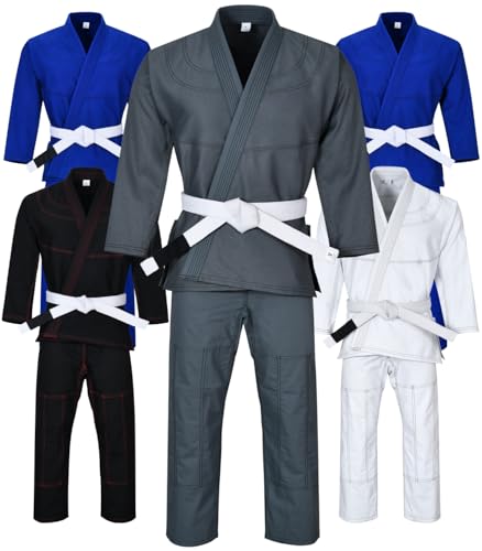 Knockout Fight Gear Brasilianischer Jiu Jitsu Gi für Herren, BJJ Gi Damen Grappling Gi ultraleicht, vorgeschrumpft, schweißableitender Stoff von Knockout Fight Gear
